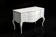 Komoda ROSSANO, biała, wysoki połysk, gięte fronty