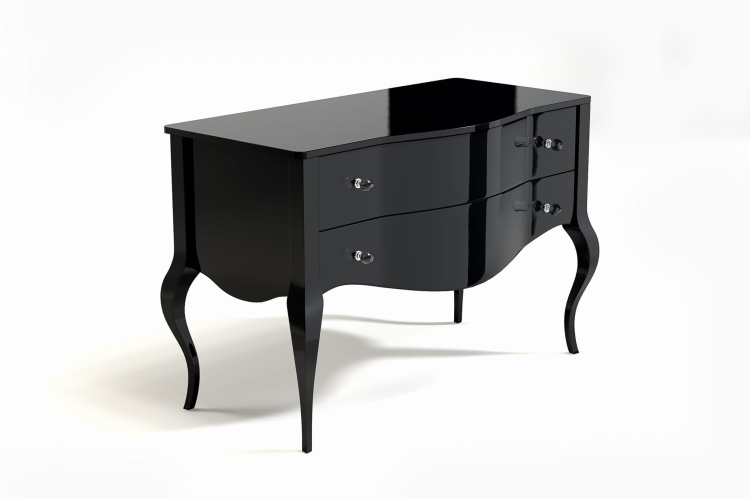 Komoda ROSSANO, czarna, wysoki połysk, gięte fronty