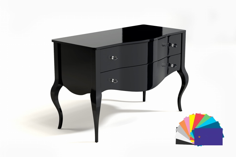 Komoda łazienkowa TIVOLI z umywalką, dowolny kolor, wysoki połysk, gięte fronty