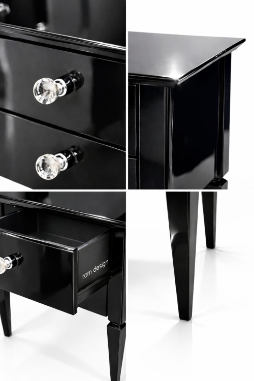 STOLIK NOCNY W WYSOKIM CZARNYM POŁYSKU DIAMOND DUO EKSKLUZYWNY ELEGANCKI PREMIUM