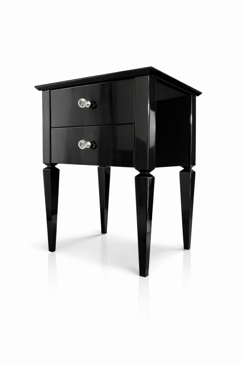 STOLIK NOCNY W WYSOKIM CZARNYM POŁYSKU DIAMOND DUO EKSKLUZYWNY ELEGANCKI PREMIUM