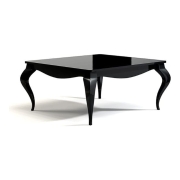 Stolik kawowy glamour ADRIA 85x85 cm, elegancki szklany blat, czarny wysoki połysk