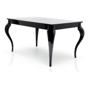 Stół glamour SIENA 160 cm, gięte nogi, rozkładany, czarny wysoki połysk