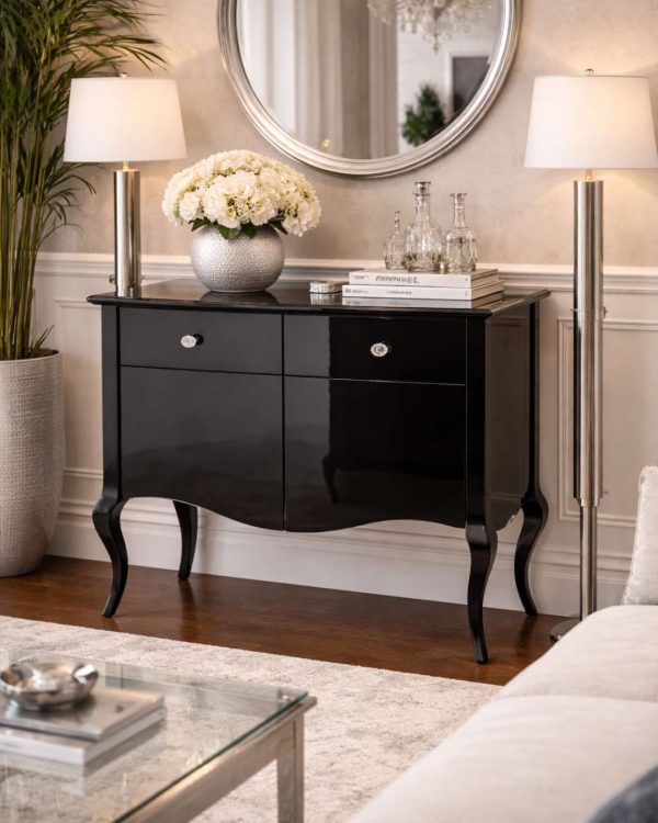 kryształowe uchwyty podkreślające luksusowy charakter • system cichego domyku (gwarancja aż 20 lat) • fronty otwierane na dotyk (push-to-open) • możliwość montażu uchwytów na życzenie • wysoka odporność na zarysowania • wykończenie: wysoki połysk lub mat