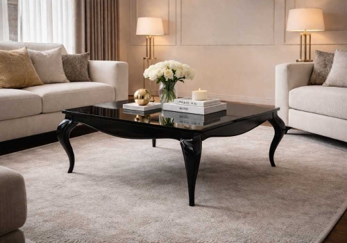 Stolik kawowy glamour ADRIA 85x85 cm, elegancki szklany blat, czarny wysoki połysk