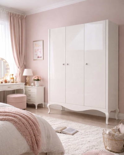 Szafa glamour trzydrzwiowa kolor perłowy szerokość 120 cm